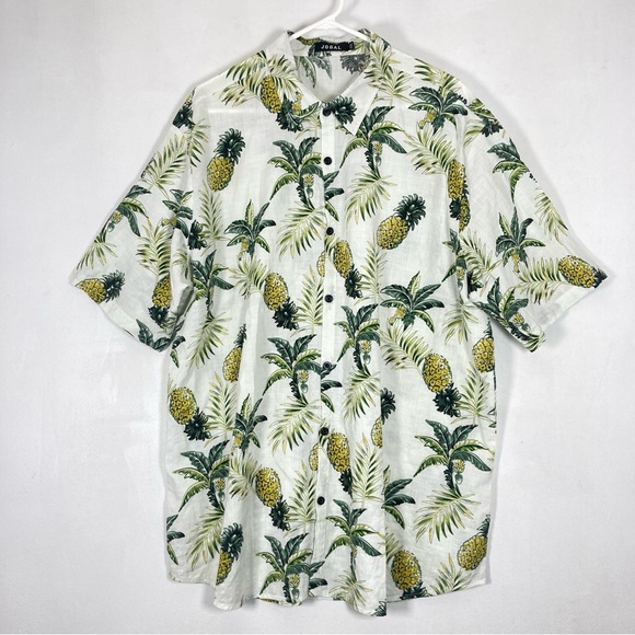 Jogal Other - JOGAL Shirt Mens XXL Short Sleeve Button Up Pineapple Tropical Green Palm